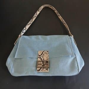 B1 Denim bag with snakeskin shoulder strap