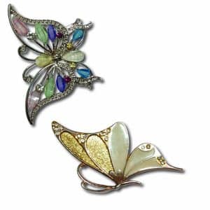 18 Vintage Butterfly brooches bunched for shirt cuff