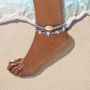Beachie Starffish on blue anklet