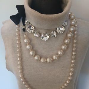 Black Satin & Pearls, Pearls & rhinestones combo